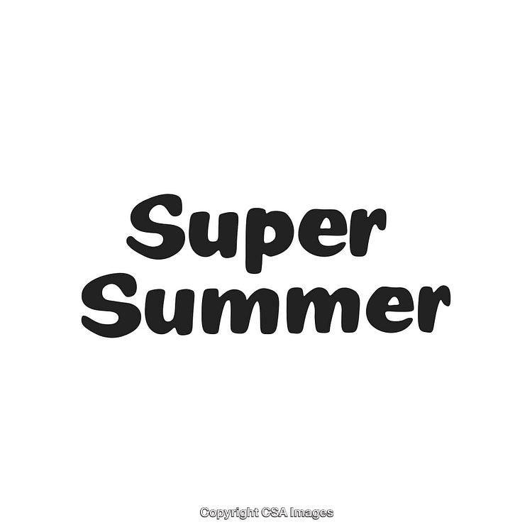 Bold Text Design Depicting the Words Super Summer on a White Background