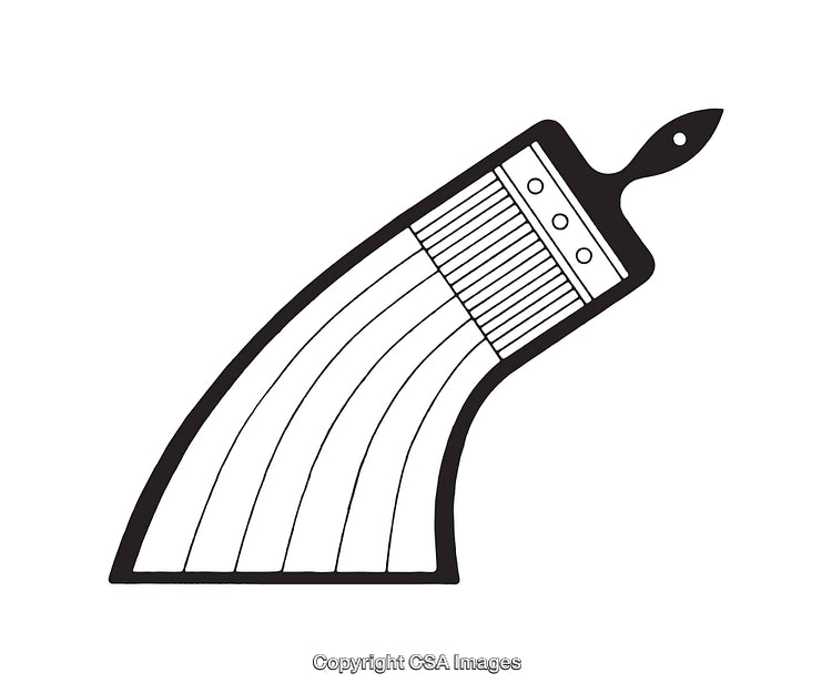 Black and White Line Art Illustration of a Paintbrush with Strokes