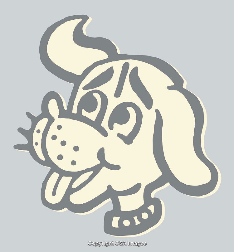 Playful Cartoon Dog Illustration in a Retro Art Style