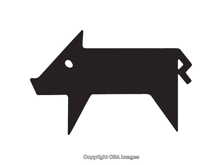 Silhouette of Geometric Pig Design as Black and White Icon Art