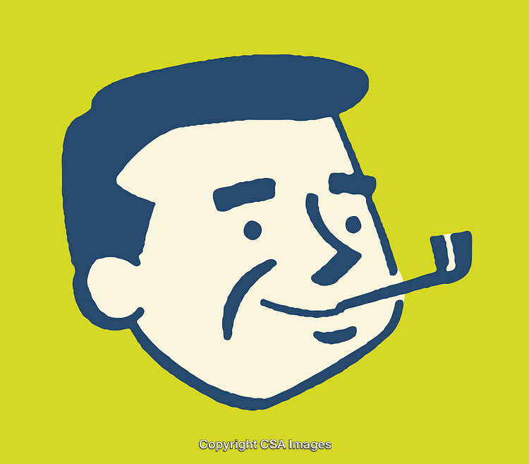 Retro Style Line Art Illustration of Man with a Pipe