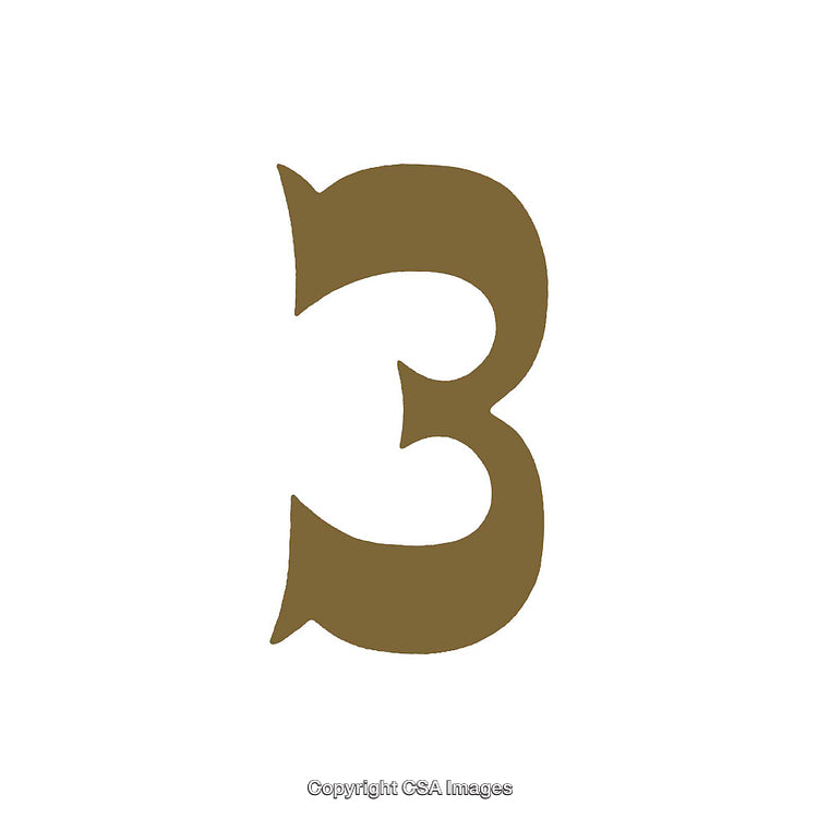 Artistic Representation of the Number Three in Unique Font Style