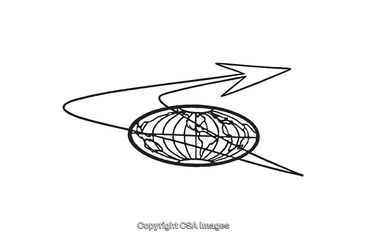 Line Art Illustration of a Globe with Circular Arrow Design
