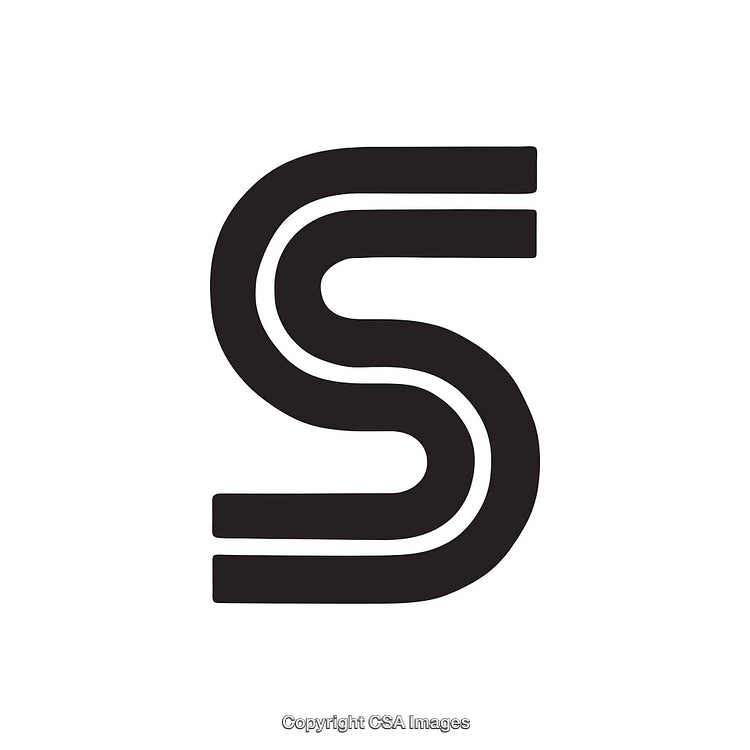 Stylized Monochrome Design Featuring the Letter S on a White Background
