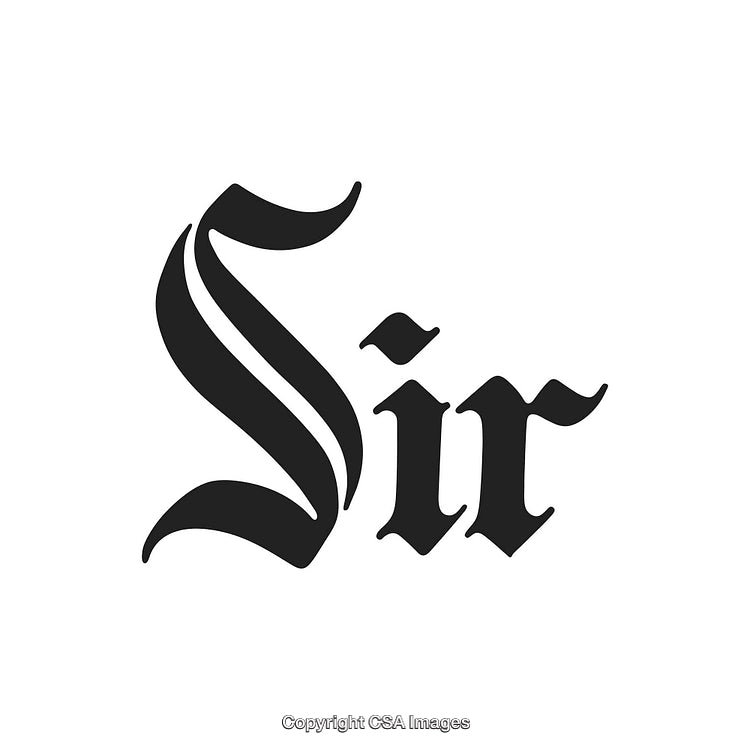 Elegant Blackletter Typography Composition Featuring the Word 'Sir' in Black
