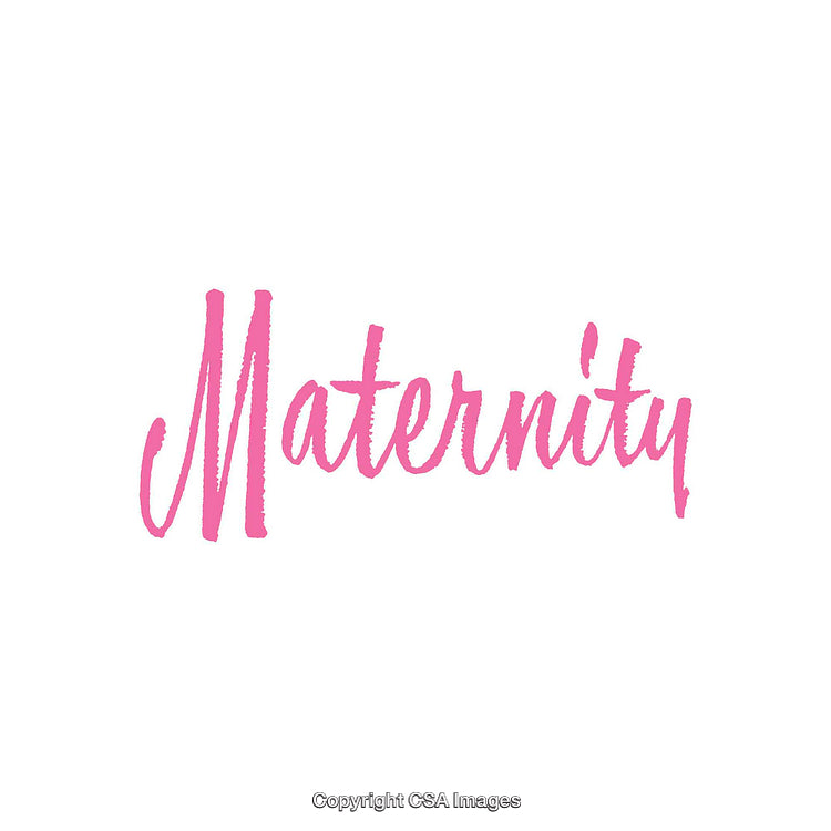 Pink Script Maternity Text on White Background for Related Designs