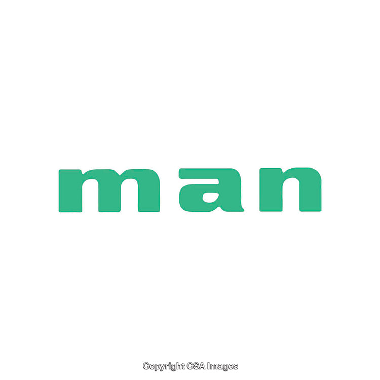Minimalistic Green Typography Design with the Word 'Man' on a White Background