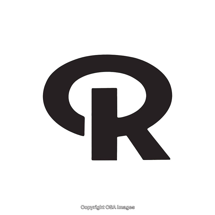 Stylized Letter R in Black Displayed on White Background