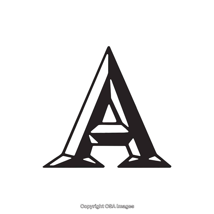 Elegant Monochrome Stylized Letter A Design Illustration