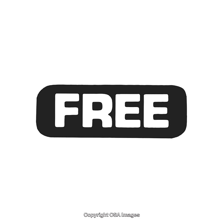 Black And White Free Label Isolated On White Background