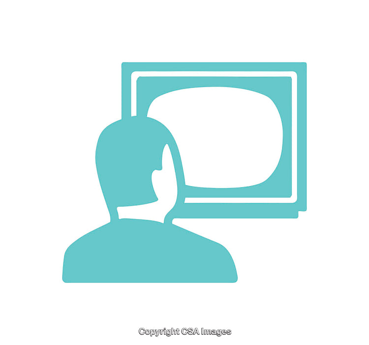 Silhouette Icon of a Person Watching a Television on a Wall