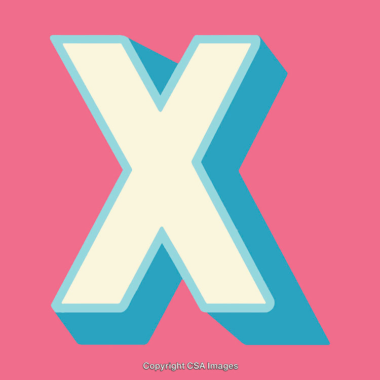 Bold Three-Dimensional X Letter Design on Pink Background
