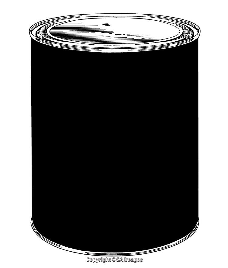 Vintage Black and White Engraving of a Closed Metal Can
