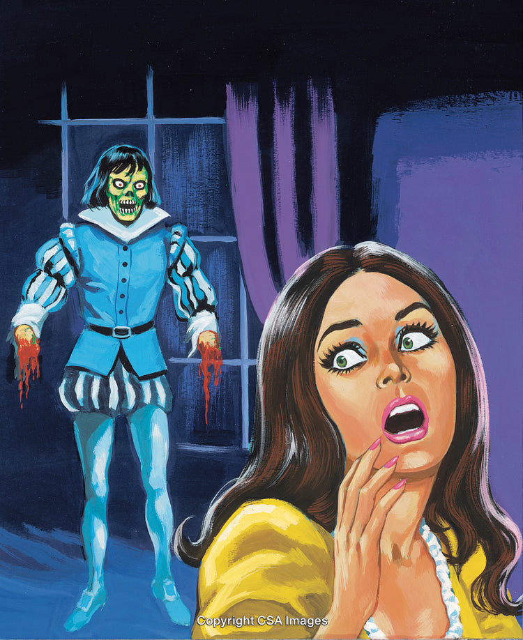 Scared Woman Reacting to a Creepy Figure Approaching Her at Night