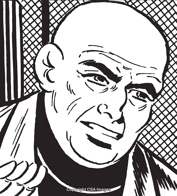 Stylized Black and White Illustration of a Man Expressing Concern
