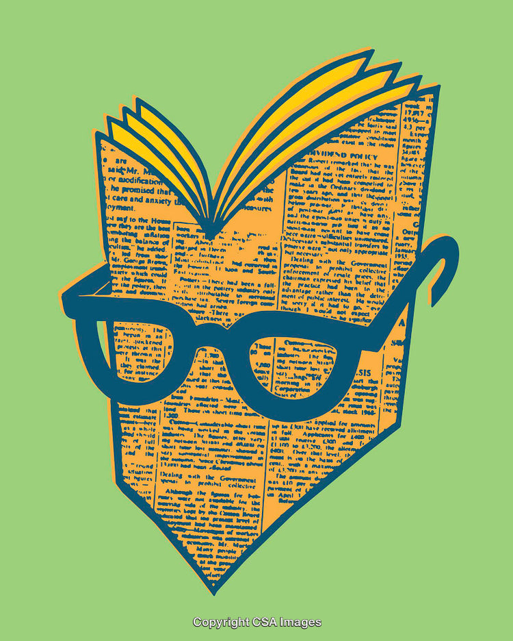 Colorful Line Art Illustration of Newspaper Design with Eyeglasses Motif