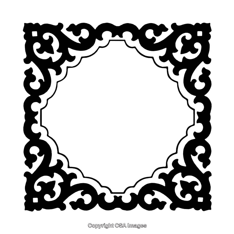 Ornate Black and White Border Design with Decorative Elements