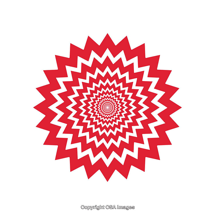 Abstract Red Zigzag Radiating Pattern Design on White Background