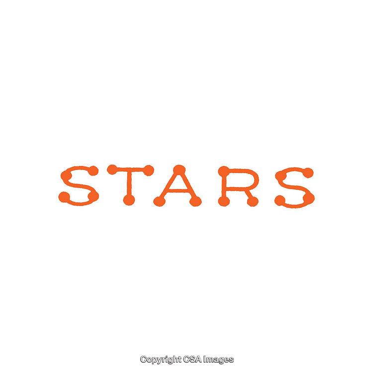Minimalistic Design Featuring the Word 'Stars' in Orange Text on White Background