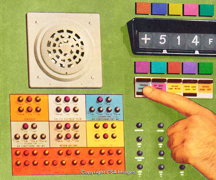 Retro Futuristic Control Panel with Buttons and Display