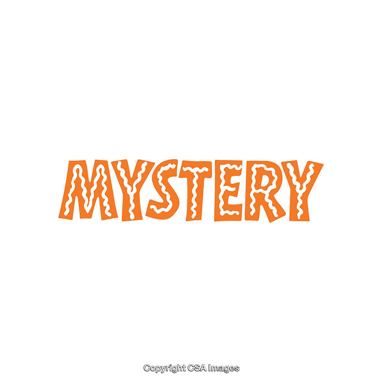 Stylish Orange 'Mystery' Lettering on a White Background