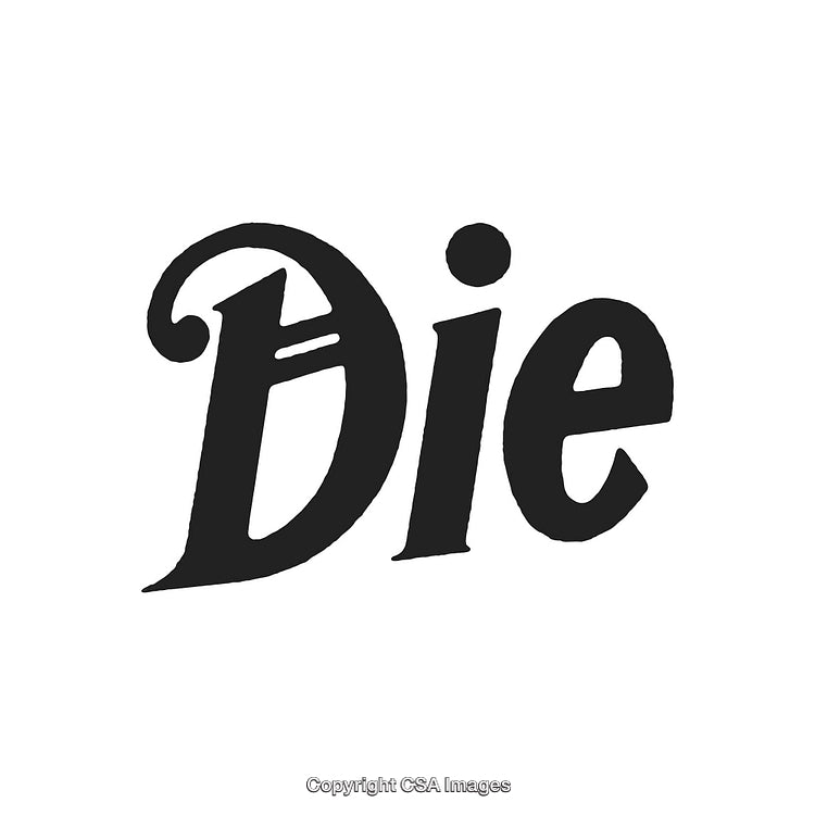 Stylized Black Typography Displaying the Word 'Die' on White Background