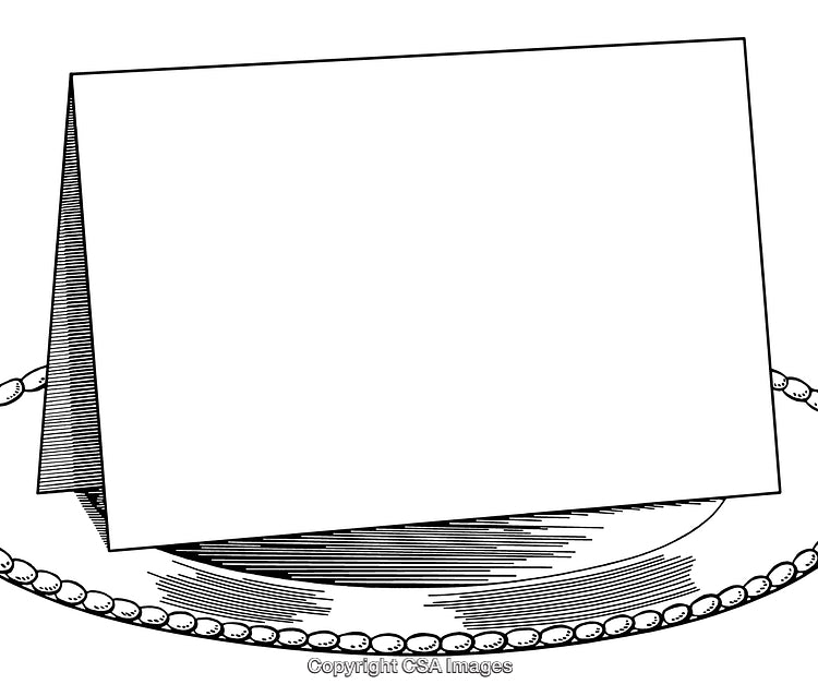 Elegant Black And White Blank Card On Decorative Plate
