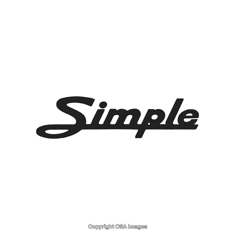 Black Text with 'Simple' in Retro Handwriting Style on White Background