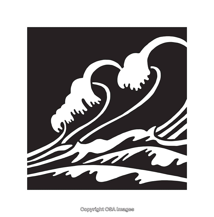 Abstract Black And White Line Art of Ocean Waves in Motion