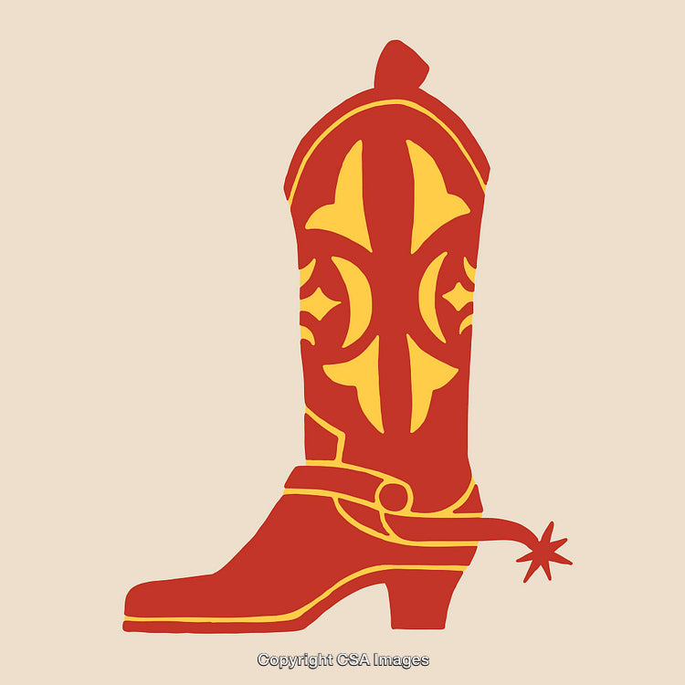 Stylized Illustration of a Decorative Cowboy Boot with Spur