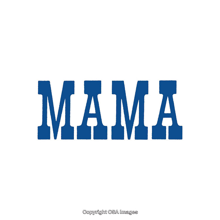Bold Blue Mama Text Illustration on a White Background