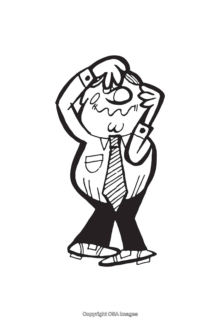 Hand-Drawn Cartoon Depicting a Silly Gesture in Black and White Line Art