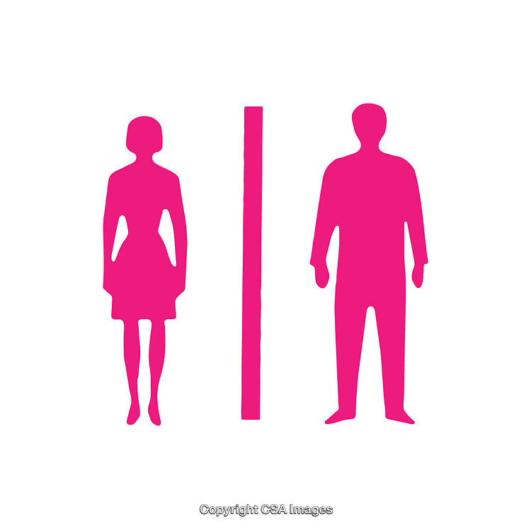 Minimalistic Male and Female Icons With Divider on White Background