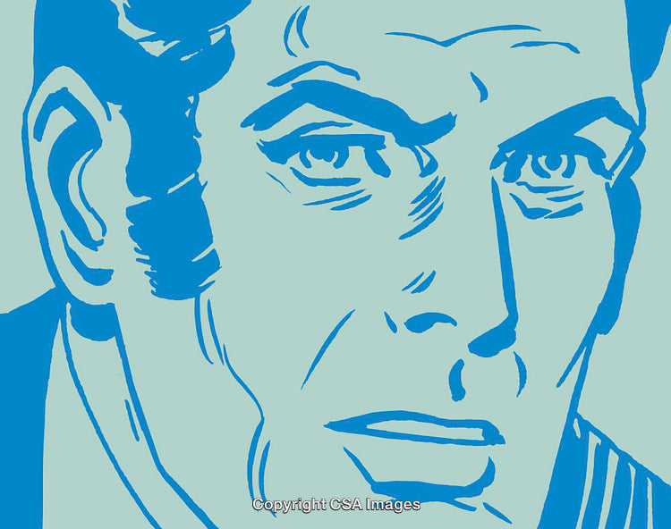 Stylized Blue Portrait of a Man in Retro Pop Art Style