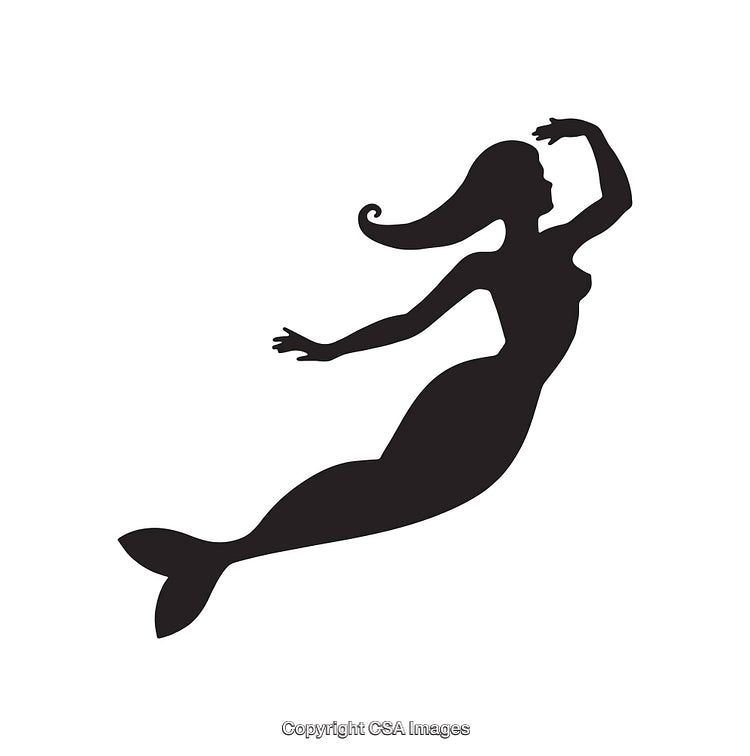 Silhouette Illustration of a Graceful Mermaid in a Side Profile