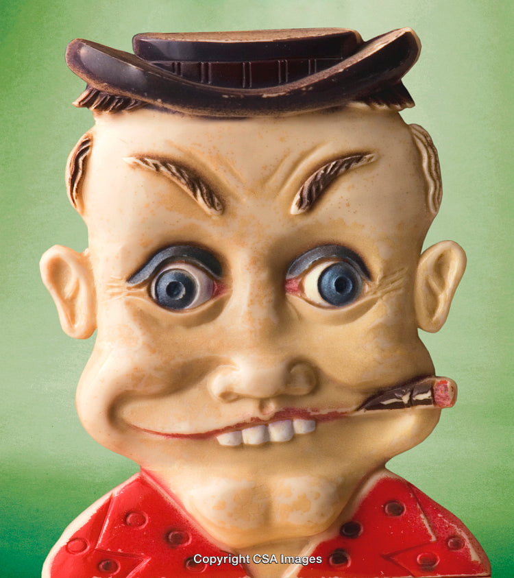 Vintage Caricature Figure Smoking Europe Style