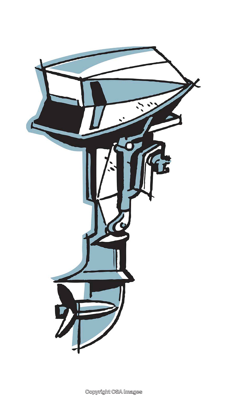 Illustration of an Outboard Motor in Dynamic Artistic Style