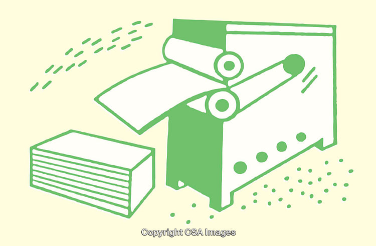 Abstract Line Art Illustration of Printing Process in Green Tones