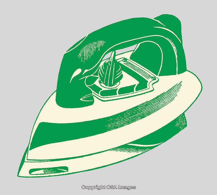 Vintage Iron Line Art Illustration in Green and Beige Colors