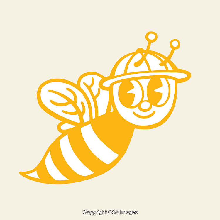 Colorful Illustration of a Smiling Bee Character With a Unique Style