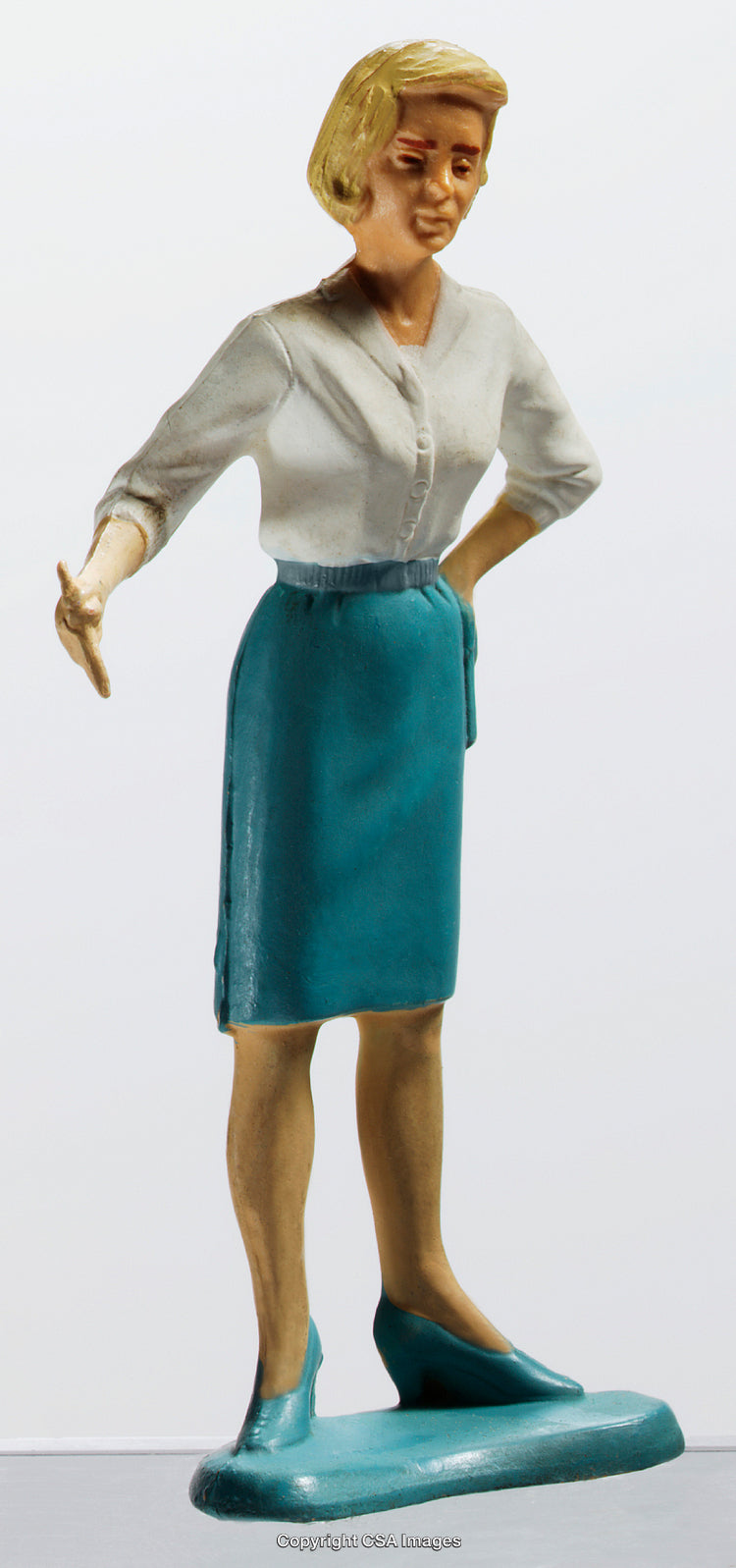Plastic Figurine of Woman in Skirt with Hand Extended