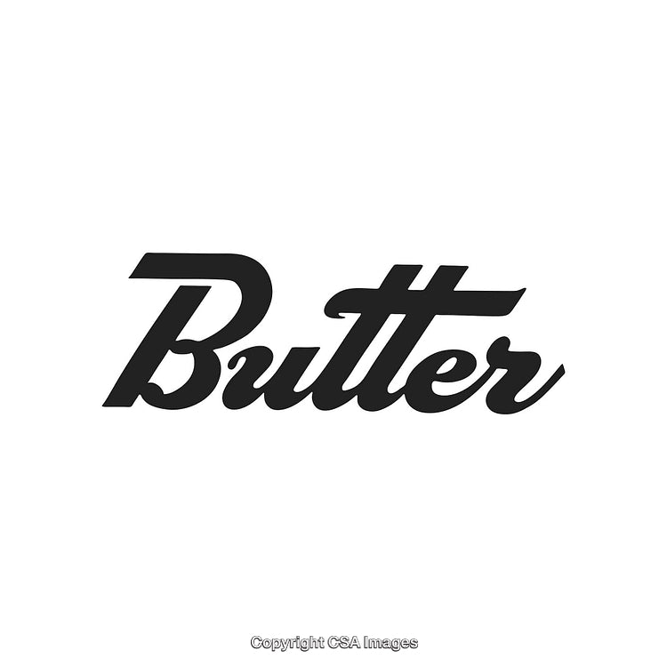 Black Retro-Style Typographic Wordmark Illustration of 'Butter' on White Background