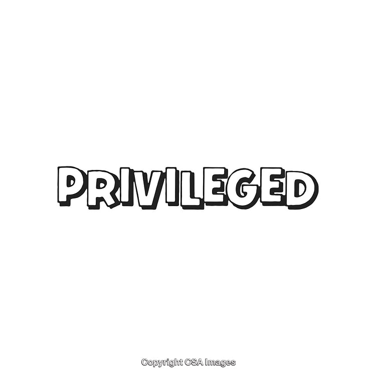 Bold Handwritten Text of the Word Privileged on White Background