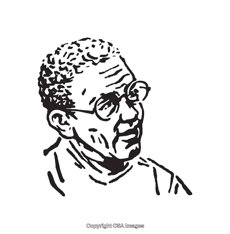 Black and White Line Art Portrait of a Contemplative Man