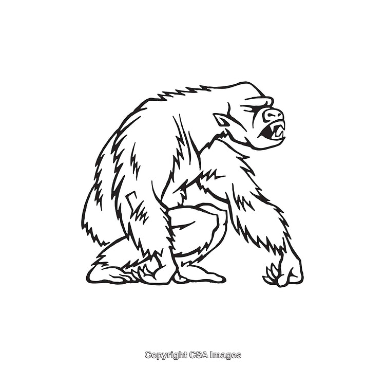 Detailed Black and White Line Art Illustration of a Large Creature