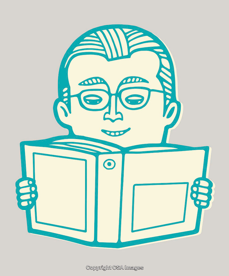 Playful Line Art Illustration of a Man Enjoying Reading a Book