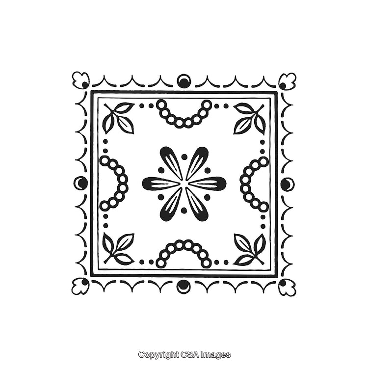 Intricate Black and White Ornamental Design with Decorative Floral Motif