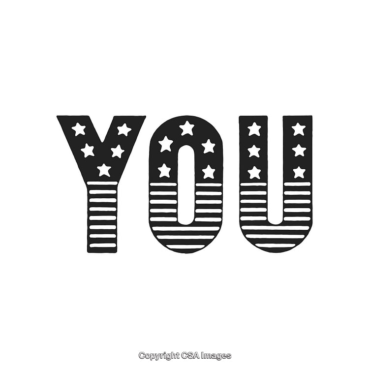 Patriotic Typography with Stars and Stripes Inspired by the American Flag Design