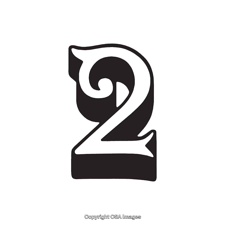 Decorative Black and White Stylized Number Two Illustration Design