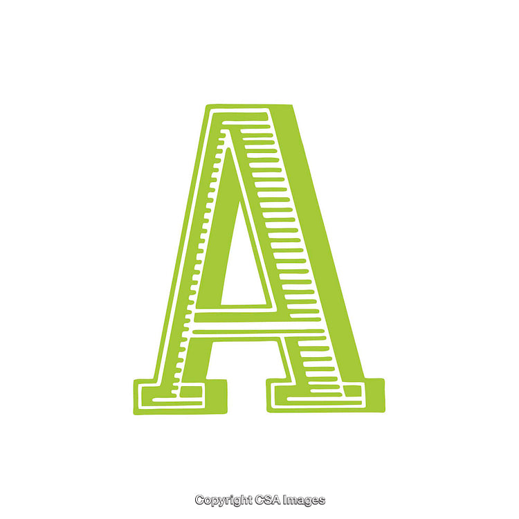 Green Decorative Letter A on White Background Depicting Typography Art
